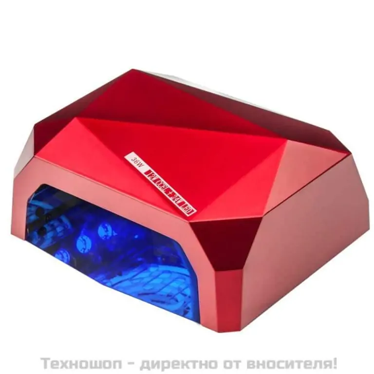 Козметична лампа за изсушаване на лак с таймер и сензор - червена Diamond UV LED CCFL  36W